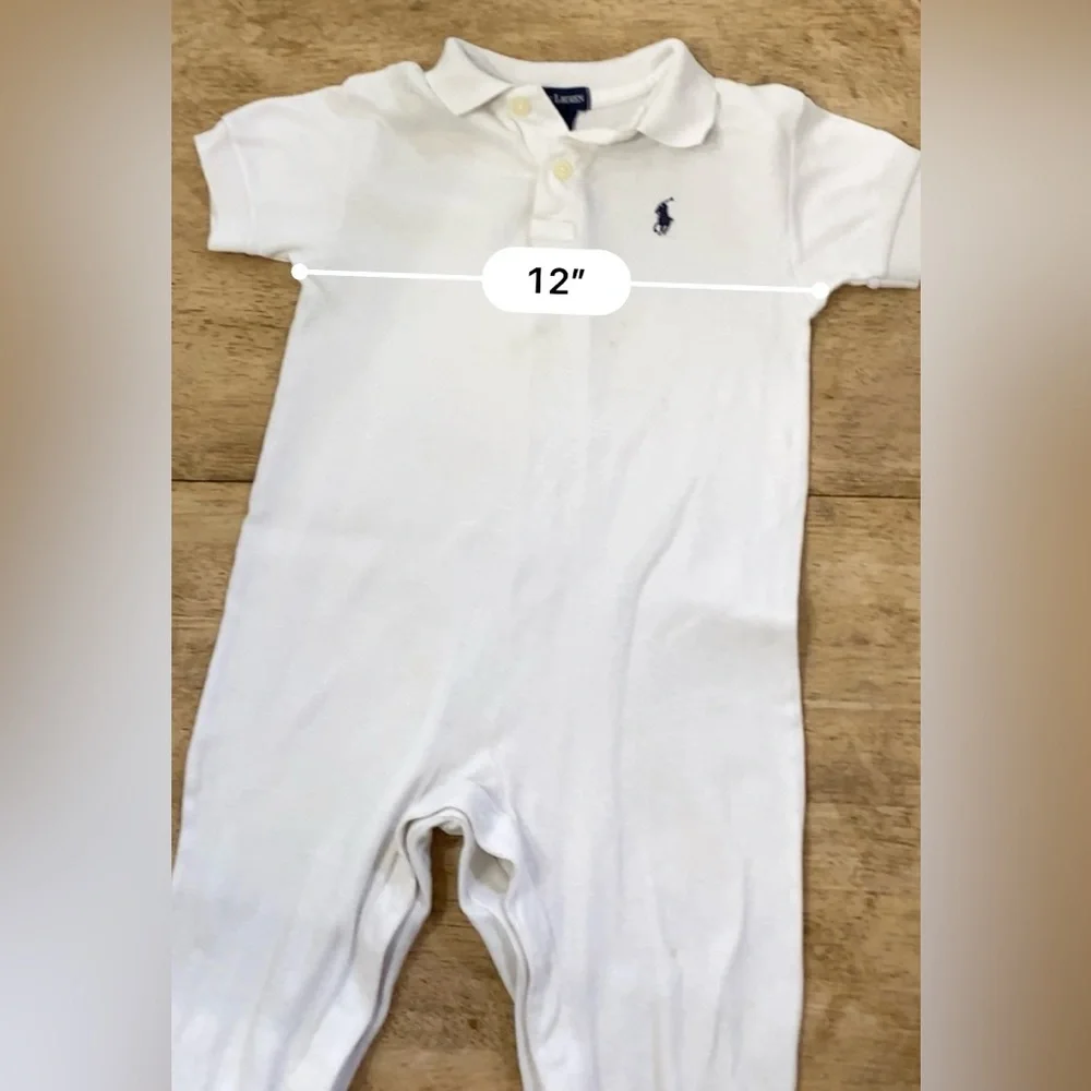 Vintage Ralph Lauren Infant Sz M (6-12m) White Soft Cotton‎ Polo Coverall